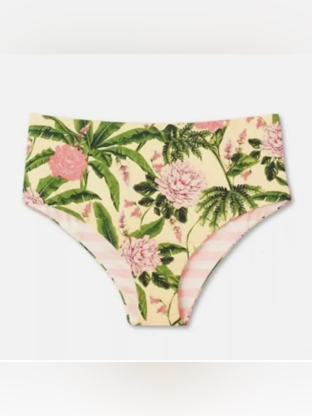 Aqua Bendita Floral/Stripe Reversible High Waist Cheeky Bikini Bottom XXL